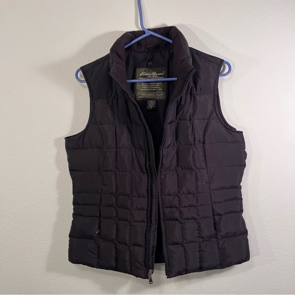 Eddie Bauer black Quilted Goose Down women’s size medium vintage Vest - Picture 11 of 13